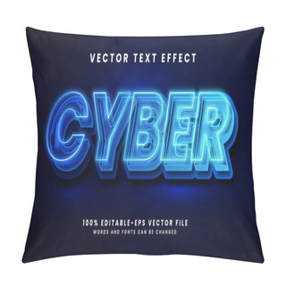 Personality  Cyber 3D Text Effect. Editable Text Style Effect With Glow Light Theme. Pillow Covers