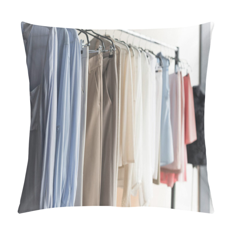 Personality  Rack With Clothes In Store Pillow Covers