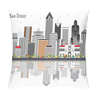 Personality  San Diego California City Skyline With Gray Buildings And Reflec Pillow Covers