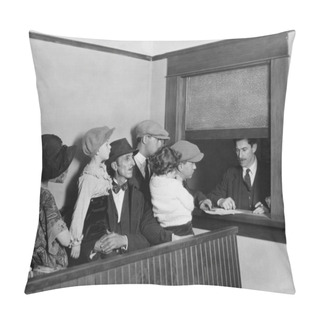 Personality  Families Waiting In Line At Window Pillow Covers