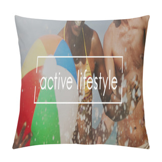 Personality  Happy Woman With Beach Ball  Pillow Covers