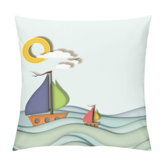 Personality  Boats Sailing On Blue Sea Pillow Covers