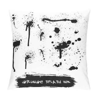 Personality  Vector Set Of Ink Splashes Blots Splatter Collection Grunge Design Element And Art Messy Backdrop Color Dirty Liquid Shape Spatter Black White Silhouette Illustration Pillow Covers