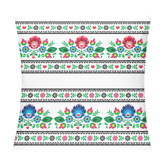 Personality  Seamless Polish Folk Pattern With Flowers Pillow Covers