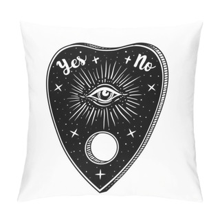 Personality  Heart-shaped Planchette For Spirit Talking Board. Vector Isolated Illustration In Victorian Style. Mediumship Divination Equipment. Tattoo Drawing. Alchemy, Spirituality, Occultism. Pillow Covers