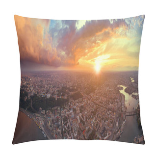 Personality  A Big Panorama Of The City Of Kiev On Podol At Sunset. Pillow Covers