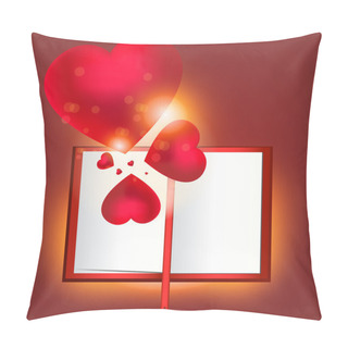 Personality  Vector Illustration With Opened Book And Hearts. Pillow Covers