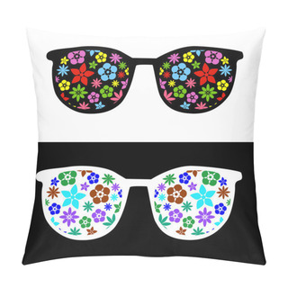 Personality  Fashion Sunglasses With Flowers Pillow Covers