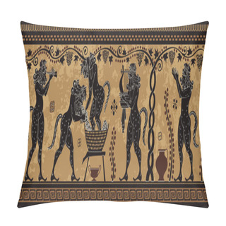 Personality  Ancient Greek Painting.Pottery Art.Stylized Ancient Greek Background. Mediterranean Culture Pillow Covers