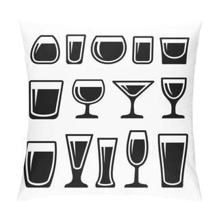 Personality  Set Of Drink Glasses Icons Pillow Covers