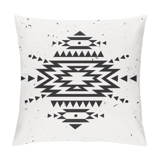 Personality  Vector Grunge Monochrome Decorative Ethnic Pattern. American Indian Motifs. Background With Black Aztec Tribal Ornament. Pillow Covers