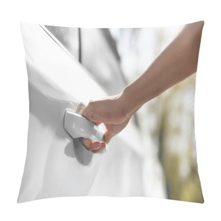 Personality  Woman Opening Car Door  Pillow Covers