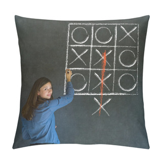 Personality  Thinking Out Of The Box Woman On Blackboard Background Pillow Covers
