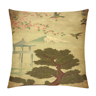 Personality  Old Paper With Japanese Illustration Pillow Covers