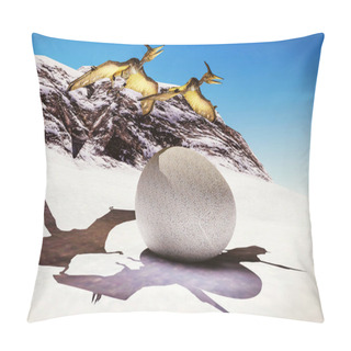 Personality  Egg And Pterodactyl 3d Rendering Pillow Covers