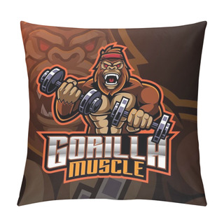 Personality  Gorilla Muscle Mascot Logo Design Pillow Covers