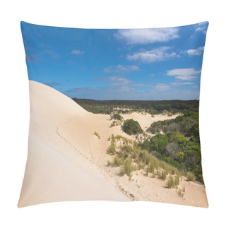 Personality  High Sand Hill Ridge And Drought Tolerant Plants With Blue Sky At Little Sahara, South Australia Pillow Covers