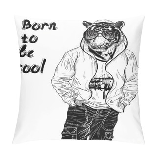 Personality  Fashion Design With Man With The Head Of Tiger Pillow Covers