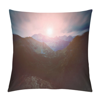 Personality  Dark Abstract Mountains Landscape. Pillow Covers