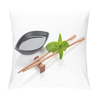 Personality  Sushi Chopsticks With Mint Leaves Pillow Covers