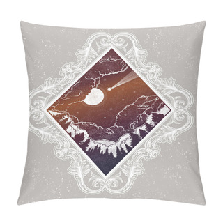 Personality  Forest And Night Sky In The Shape Of A Rhombus Pillow Covers