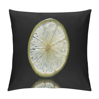 Personality  Slice Of Fresh Ripe Lime Isolated On Black Pillow Covers