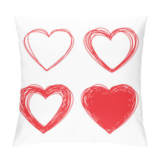 Personality  Set Of Hand Drawn Scribble Hearts Pillow Covers