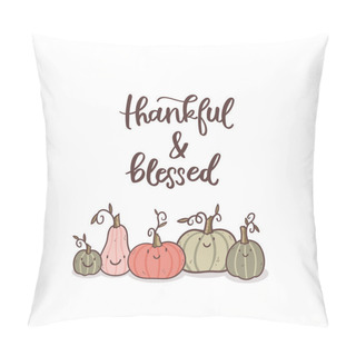 Personality  Cute Thanksgiving Design With Fun Letters And Decoration, Great For Invitations, Banners, Wallpapers, Cover Images - Vector Design Pillow Covers