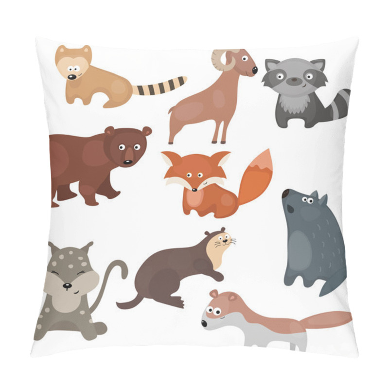 Personality  Vector set of different animals of North America. pillow covers