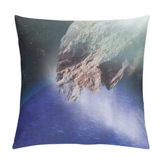 Personality  Meteorites Crash Into The Planet . Belt Asteroids In Space On A Starry Background. Pillow Covers
