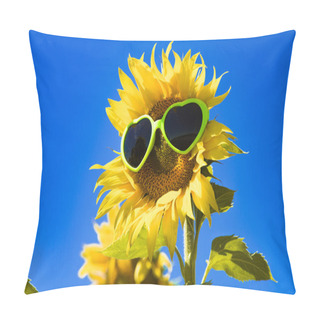 Personality  Yellow Sunflowers With Heart Sunglasses Pillow Covers