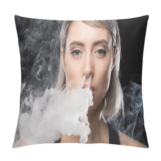 Personality  Young Woman Vaping Pillow Covers
