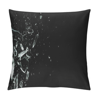 Personality  Broken Cracks Glass Fracture Effect Texture Isolated Abstract Black Background. Bullet Cracked Window With Big Hole Screen Mirror Weapon Shot. Pillow Covers