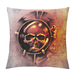 Personality  Sketch Of Tattoo Art, Monster Dark Mask Pillow Covers
