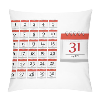 Personality  Set Of Red Calendar Icon With Days Of Month Pillow Covers