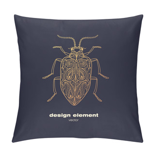 Personality  Vector Decorative Image Insect Beetle. Pillow Covers