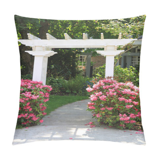 Personality  Garden Arbor And Pink Flowers. Pillow Covers