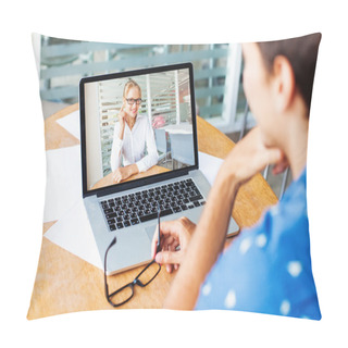 Personality  Woman And Man Talking On Web Camera   Pillow Covers