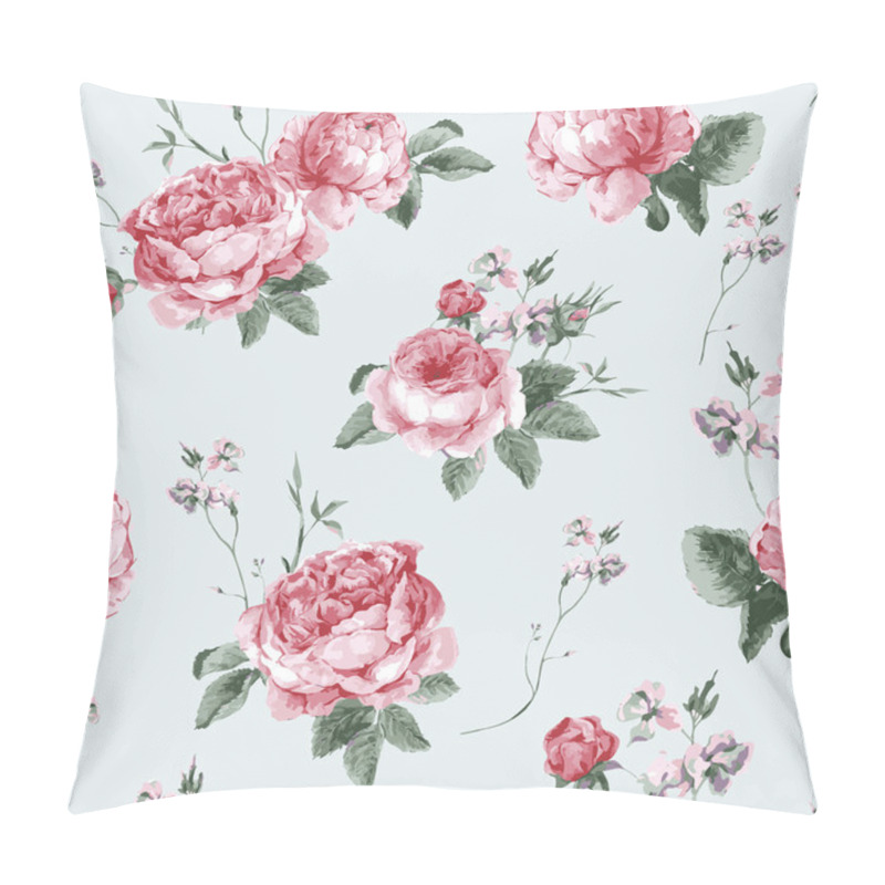 Personality  Vintage Floral Seamless Background with Blooming English Roses pillow covers