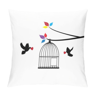 Personality  Doves And Cage Pillow Covers