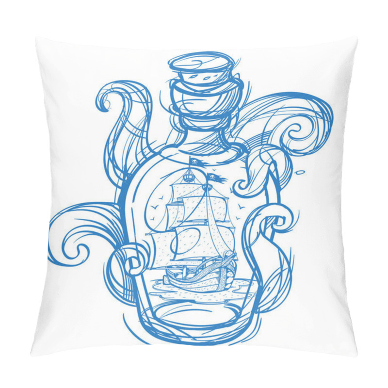 Personality  Pirate Frigate in glass bottle pillow covers