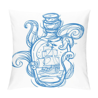 Personality  Pirate Frigate In Glass Bottle Pillow Covers