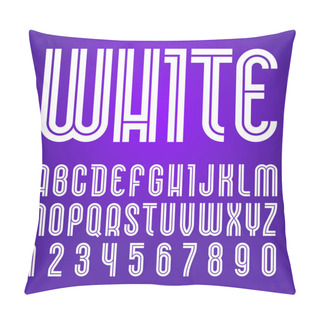 Personality  Disco Font. Trendy Alphabet, White Vector Letters On A Purple Background Pillow Covers