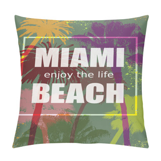 Personality  Color Tropical Background. Exotic Banner With Palm Trees.  Pillow Covers