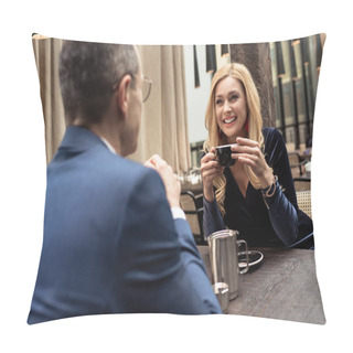 Personality  Beautiful Adult Couple On Date At Cafe Pillow Covers