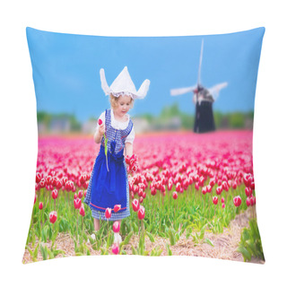 Personality  Dutch Girl In Tulip Field In Holland Pillow Covers