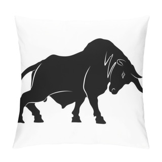 Personality  The Silhouette Of A Bull Is Ready To Attack The Stock Market Uptrend On A Transparent Background Vector Pillow Covers