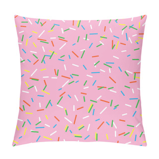 Personality  Seamless Pattern Bright Tasty Vector Donuts Sprinkles Background. Doughnut Background In Cartoon Style  Pillow Covers