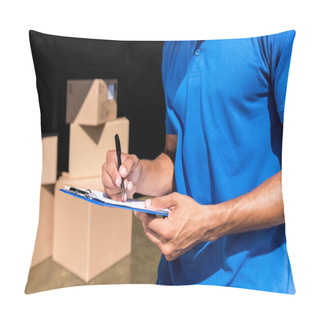 Personality  Delivery Man With Documents Pillow Covers