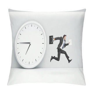 Personality  Businessman Running With A Briefcase Pillow Covers